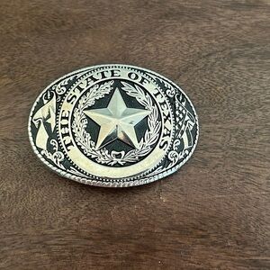 Silver The State of Texas Belt Buckle